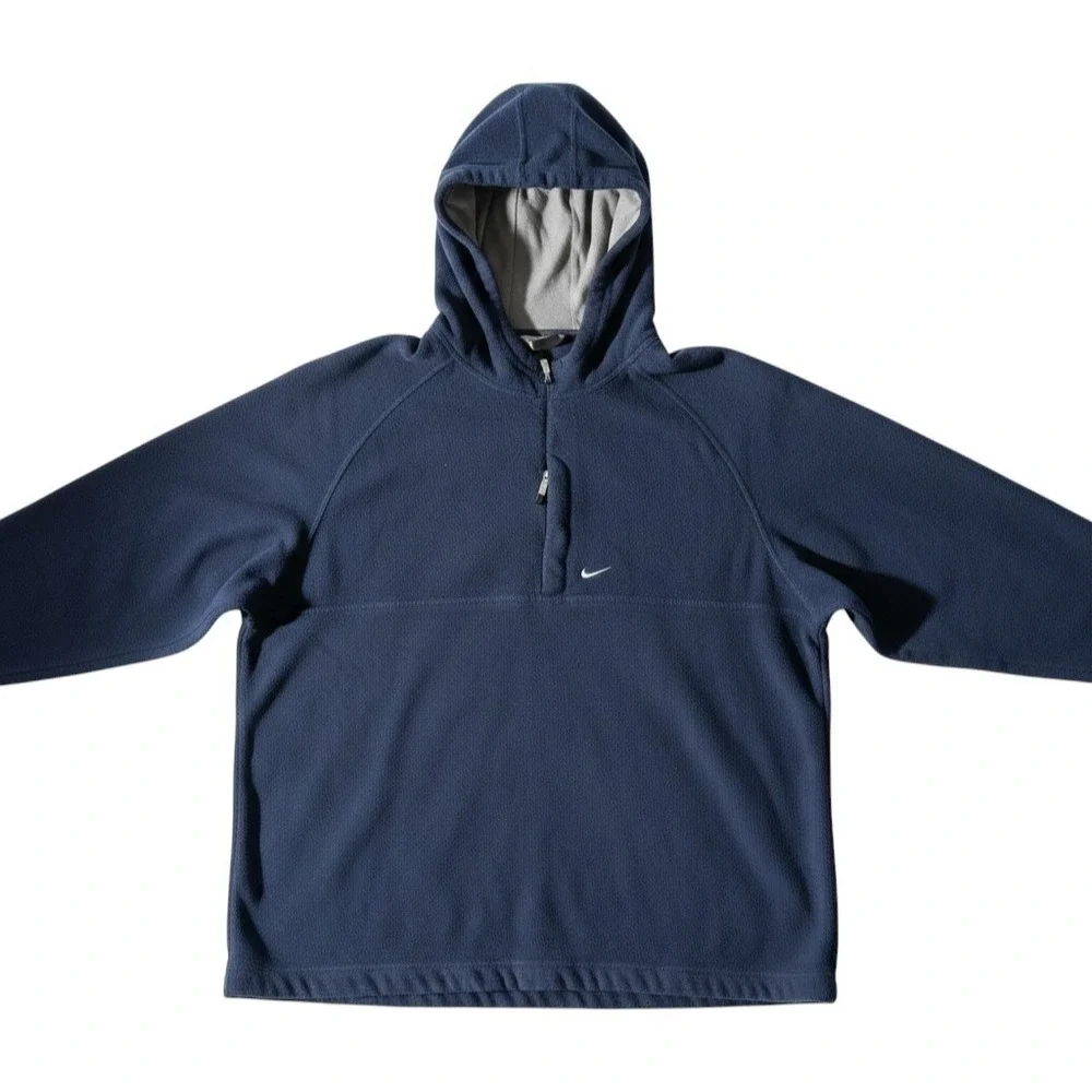 Vintage Nike Fleece Pullover 2XL Navy Blue Quarter‎ Zip Mock Neck Made In Taiwan